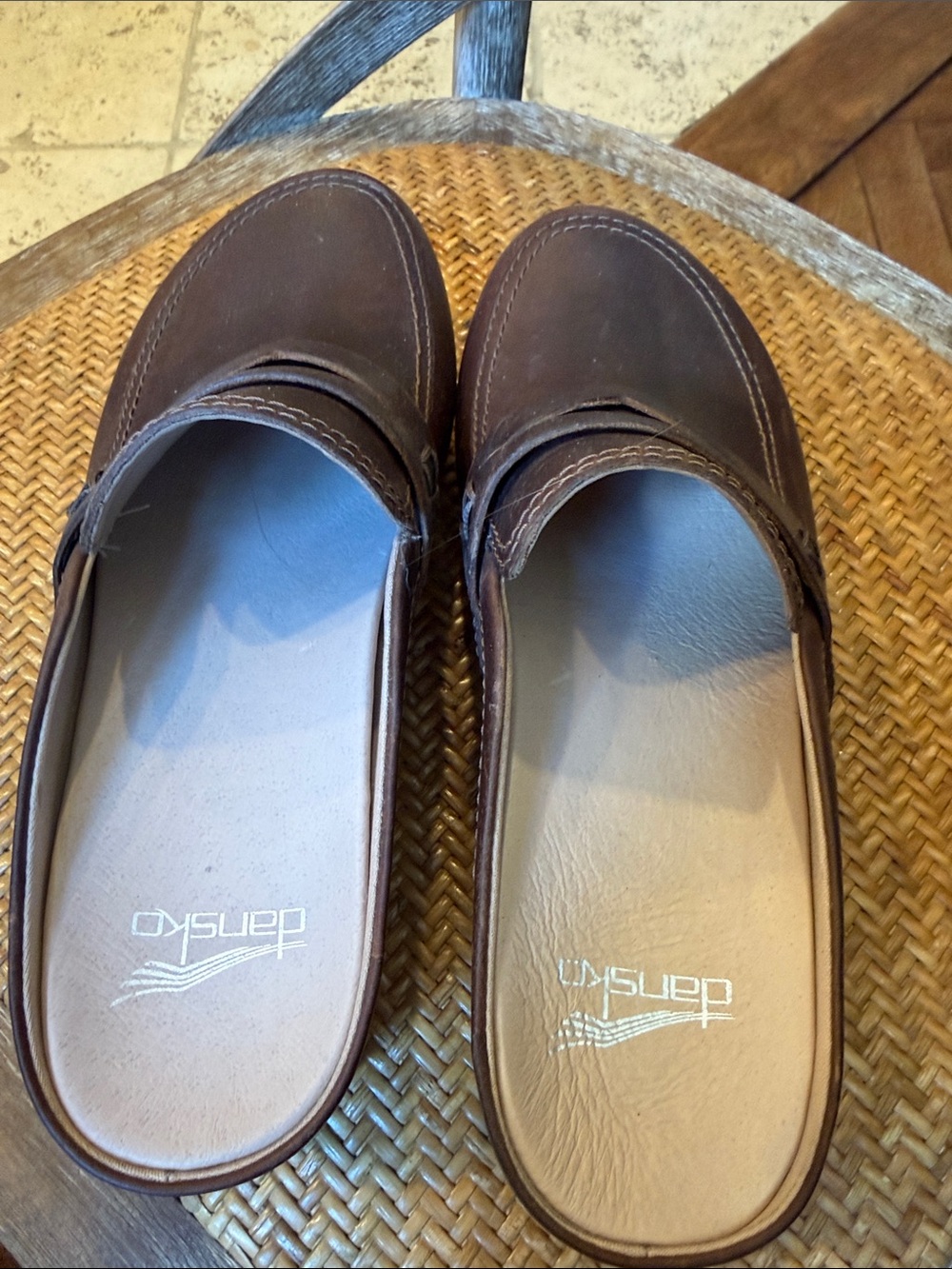 Dansko Womens Dark Brown Leather Slip-On Loafers - Picture 2 of 4